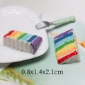 Miniature rainbow resin cake slices for DIY crafts, 0.8x1.4x2.1cm realistic fake food model - Rainbow Washboard Cake