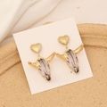 Vintage bull skull drop earrings with gold heart studs on elegant silk background - Transparent Grey Gemstone Heart Bull Style (7#)