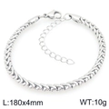 Silbernes 4mm Weizenketten-Armband aus Edelstahl mit verstellbarem Karabinerverschluss - 180x4mm / Silber