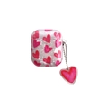 Funda AirPods con patrón corazón rosa, textura nácar y colgante de corazón - AirPods 1/2