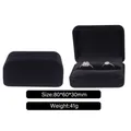Elegant black velvet double slot ring box for wedding bands display 80x60x30mm - Outer Black Inner Black (Ring Box)