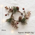 Christmas pinecone wreath with gold glitter leaves and 18cm diameter holiday candle ring - Small Wreath