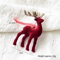Red flocked reindeer Christmas ornament with gold glitter antlers and dimensions of 12.5cm - Small Reindeer Pendant C