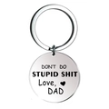 Portachiavi in acciaio inossidabile per papà con divertente messaggio inciso - Argento Dad Tondo / 30MM