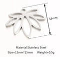 Hollow lotus flower charm pendant in stainless steel for jewelry making 15mm - Flower Petal / Steel