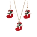 Parure de bijoux chaussettes de Noël avec collier pendentif rouge et boucles d'oreilles - Ensemble boucles d'oreilles et collier