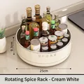 Rotating lazy Susan spice organizer in cream white with 25cm diameter for kitchen countertop - Small (25cm Diameter) / Letter Style / Cream White