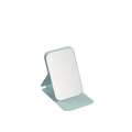 Portable folding desktop makeup mirror with light blue PU leather case and support stand - Small / Mint Green