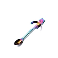 Rainbow finish 304 stainless steel cat-shaped spoon hanging on a cup rim - Cat / Multicolor