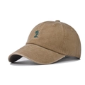 Ricamo dettagliato di una palma verde su un berretto da baseball kaki lavato vintage - Cachi
