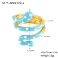 Sky blue drip oil snake wrap ring in copper with adjustable size and 2.5cm height - One Size/Open / Gold Sky Blue