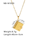 Detail view of book-shaped heart locket pendant with dimensions and weight info - Gold Book Locket (NB-N1020)