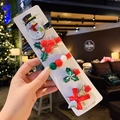 Close-up of 5-piece Christmas hair clip set featuring sequins and festive bow designs - H3-8# Snowman Christmas Edition (cardboard Packaging)
