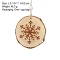 Natural pine wood snowflake ornament with bark edge, jute rope and white wooden bead - Snowflake