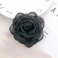 Detail of a black lace and satin layered 3D rose flower for DIY accessories - Black