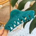 Blue glossy resin claw hair clip in a 14cm minimalist design for women's daily styling - Extra Large (14cm) / Cyan Blue