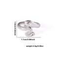 Silver titanium steel snake ring with textured scales and an elegant wrap design - Tyr0377 / Adjustable Open