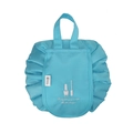 Sky blue drawstring makeup bag with waterproof fabric and white floral embroidery - Light Blue