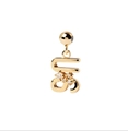 Macro detail of gold S925 silver earring with crystal-set US letter-shaped pendant - Gold English Letter Pendant