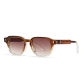 Retro narrow sunglasses with brown gradient frames and gold metallic star accents - Brown Gradient Frame Brown Gradient Lens