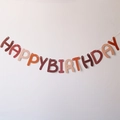 Daisy Happy Birthday banner in retro red brown and beige colors for party decoration - Ins Style Coffee Cream Birthday Banner