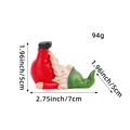 Rote und grüne Weihnachtsgnom-Figur in liegender Pose, 7x5x5 cm, für Feiertagsdekoration - Beinstreckstil (Z2-35)