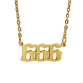 Golden stainless steel angel number 666 pendant necklace with elegant O-chain link - 666