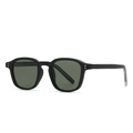 Gafas de sol vintage negro mate con remaches dobles plateados y lentes oscuras de perfil - Negro Mate Lente Verde Gris
