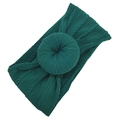 Dark green knitted nylon baby headband featuring a soft jacquard doughnut knot design - Dark Green