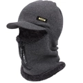 Passamontagna invernale grigio scuro con fodera in pile e protezione viso con zip - Grigio / 58-63cm