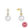 Elegante S925 sterling zilveren pareloorbellen met fonkelende marquise geslepen zirkonia - Goud
