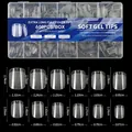 Size chart showing width and length for 12 sizes of soft gel matte coffin nail tips - Style 03