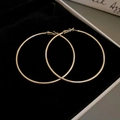 Macro shot of large gold hoop earrings on a black velvet jewelry box background - 42# Silver Pin - Gold - 7cm