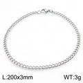 Bracciale a catena cubana argento 200x3mm con chiusura a moschettone in acciaio - 3mm / Argento