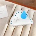 Cloud shaped acrylic hair claw in white with blue rhinestones and cute expression - Light Rain / 5.5cm