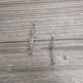 Long beaded earrings with natural purple amethyst stones and silver-tone hooks - Silver - Amethyst