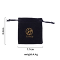 Black velvet jewelry pouch with gold logo embroidery, size 8.6cm by 7.7cm, weight 4.4g - Black Velvet Bag