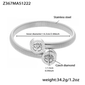 Bracciale rigido in acciaio argento con ciondoli albero della vita e cristalli lucidi - Stile Albero della Vita Delicato (Z367-Bracciale Rigido Color Acciaio)