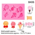 Pink silicone mold with candy and lollipop shapes for DIY fondant and cake decoration - Style 1#B406 / Pink