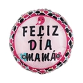 18-inch round aluminum foil balloon with Feliz Día Mamá text and floral design - 18 Inch Pink Base Wreath Round Happy Mother's Day (YX225)