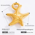 Seestern-Anhänger aus 18k vergoldetem Edelstahl mit detaillierter Textur - Edelstahl Goldene Seestern Anhänger (PJ91027)