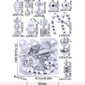 16-piece silver Christmas ornament set featuring pinecones and candy shapes in a box - Silver