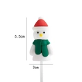 Cartoon snowman cake topper with red hat and green scarf, size 5.5cm tall plus 3cm stick - Snowman with Green Scarf