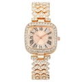 Orologio da donna lussuoso in oro rosa con quadrante quadrato, cristalli e numeri romani - Oro rosa