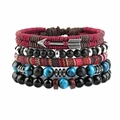 Bracelet multi-rangs en cuir tressé avec pierres œil de tigre et pendentif flèche - Ensemble 5 Pièces Flèche