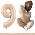 Detail of 40-inch caramel number 9 balloon and heart-shaped foil balloons set - Caramel Number 9 / Number And Heart Balloon Combination