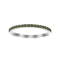 Minimalist silver eternity ring featuring vibrant green zircon stones in a pavé setting - US5 / August Peridot-Silver Color