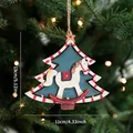 Wooden Christmas tree ornament with rocking horse design and red striped edging - Wooden Christmas Tree Style A