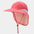 Coral pink outdoor sun hat with neck flap and breathable mesh for fishing and hiking - One Size / Watermelon red
