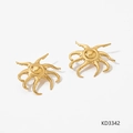 Goldene Sonnen-Totem-Ohrstecker aus poliertem Edelstahl im Skulptur-Design - Goldene Oktopus-Ohrringe (KD3342)
